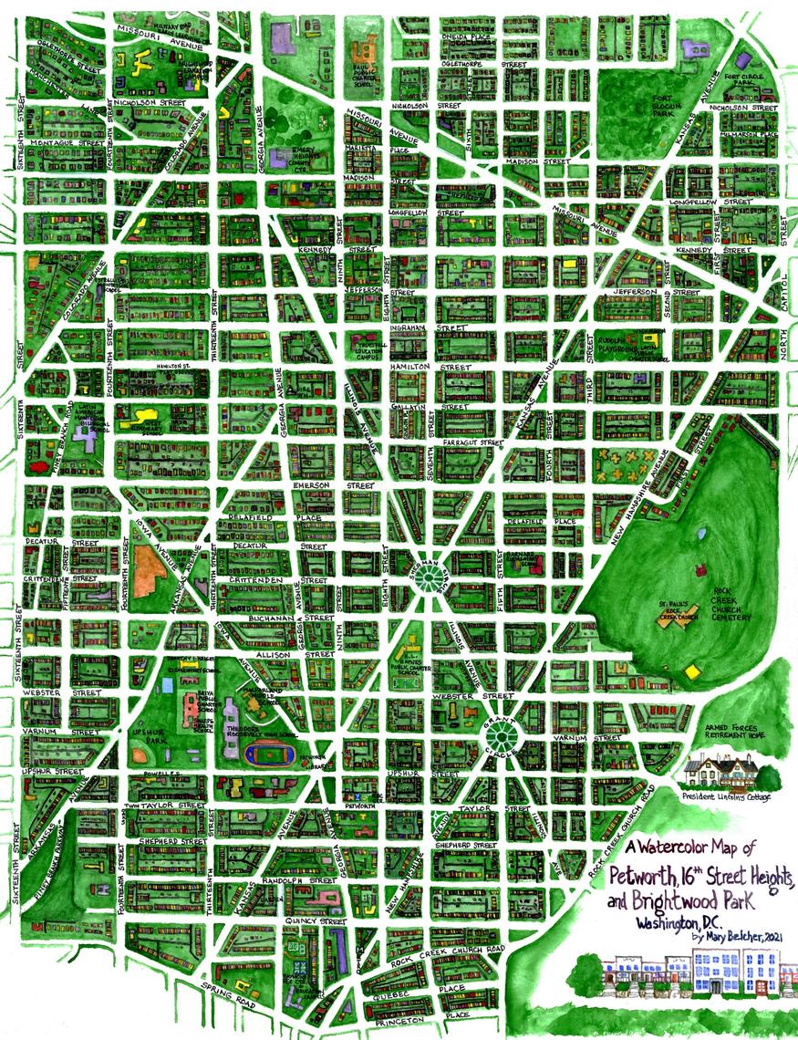 Map of Petworth, 16th Street Heights, and Brightwood Park, DC | Mary ...