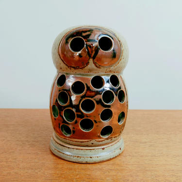 Vintage Vandor Owl Votive Candle Holder | Stoneware Lantern | Butterfly Mark Japan 1969 