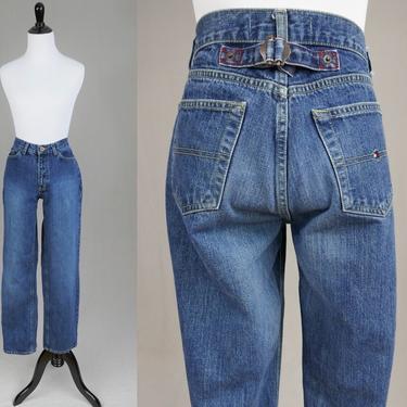 2001 Tommy Hilfiger Boyfriend Jeans - 30 waist Blue Denim Pants - Buckle Back - Vintage Y2k - 30" inseam Label Size 8 