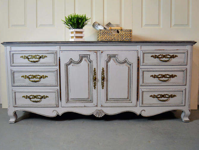 French Country Dresser Grey Commode Wardrobe 12 Drawers Drexel Heritage Furniture By Uniquebyruth