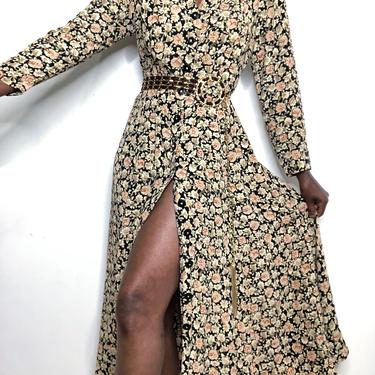 Vintage 90s Campagnie International Express Ditsy Print Floral Maxi Dress