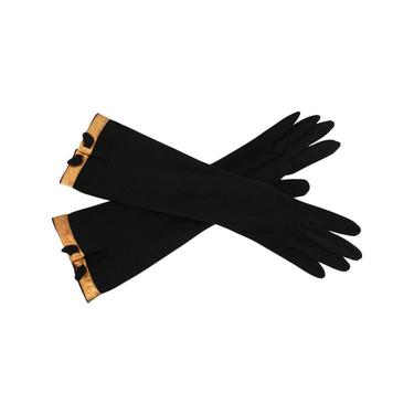 1950s Black &amp; Gold Lame Evening Gloves - Black Evening Gloves - 50s Gold Gloves - 50s Black Gloves - 50s Formal Evening Gloves - 50s Gloves 