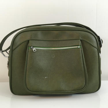 Vintage American Tourister Overnight Bag Suitcase Green Avocado Makeup Train Case Luggage Travel Case Made in Japan 