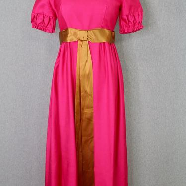 1960s Hot Pink Emma Domb Party Dress - Heavy Cotton Maxi - Hostess Dress - Spring, Summer Wedding 