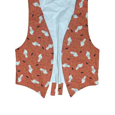 80s Halloween Ghosts Orange Waist-back Vest // Ghosts and Bats // Size Medium 