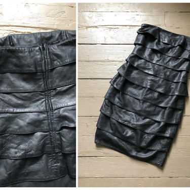 vintage '80s black leather strapless dress | 1980s Vakko | Age of Mint -  Philadelphia, PA | ATTIC