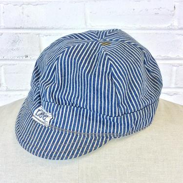 Vintage 1960s 1970s Lee Hickory Striped Denim Welders Short Brim Cap 