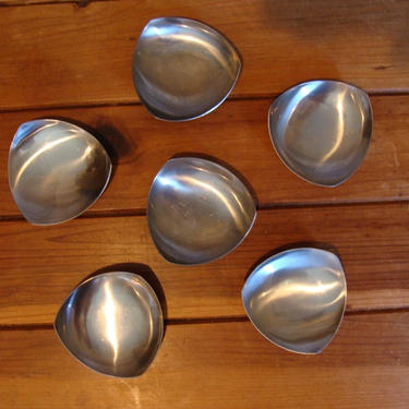 Set of Six Mid Century Modern Selandia Danish MCM Stainless Steel Individual Butter Dishes 