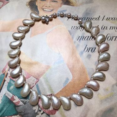 Vintage Feather Pearly Choker Necklace | Mid Century 60s Jewelry | Made in Japan | As Is by blindcatvintage