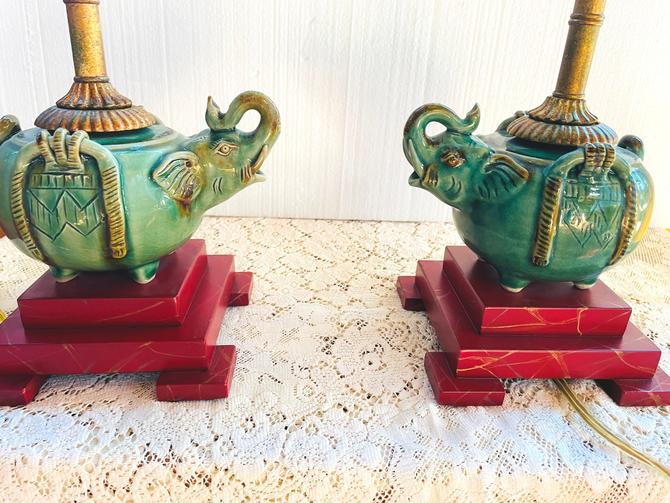 RARE Pair of Vintage Frederick Cooper Bamboo Stem Lamps with JoAnntiques San Diego CA