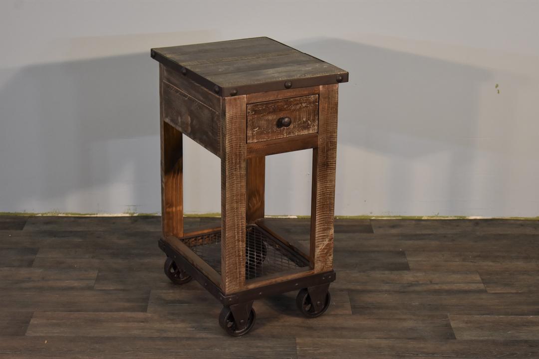 Industrial Rustic Reclaimed wood Side Table or Nightstand wth 1 drawer