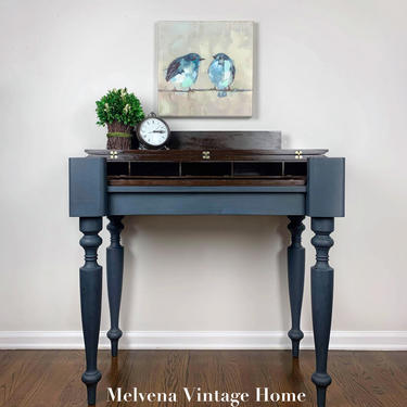 Vintage navy mahogany spinet desk 