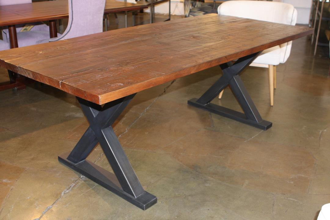 Metal X Base Dining Table Mortise and Tenon Los Angeles, CA