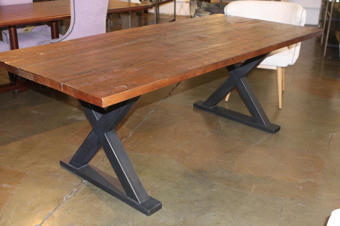 Metal X Base Dining Table | Mortise and Tenon | Los Angeles, CA