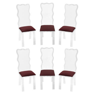 Set of 6 Sculpted Lucite Dining Chairs 1970s - SOLD