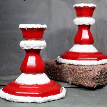 Santa Candlesticks for your Holiday Table - Hand-Painted Wooden Candlesticks - Christmas Candle Holders - Holiday Decor  | FREE SHIPPING 