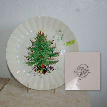 SPI Blue Ridge Christmas Tree w/small Chip 10 3/8&amp;quot; Plate ~ Vtg 1940's /50's Christmas Decor ~ Blue Ridge Hand Painted Christmas Tree Plate 4 
