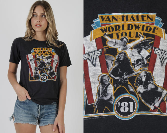 Van Halen 80s Band Tshirt Vintage Rock Band Graphic Print Tee