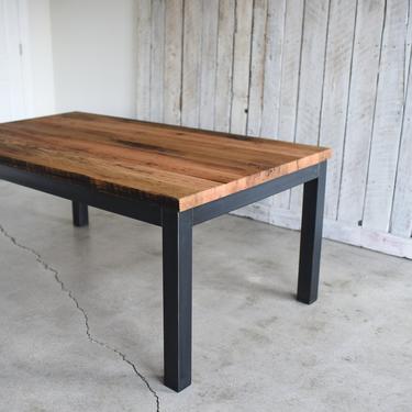 Industrial Dining Table | 1.5&amp;quot; Reclaimed wood Kitchen Table Top with Steel Legs 