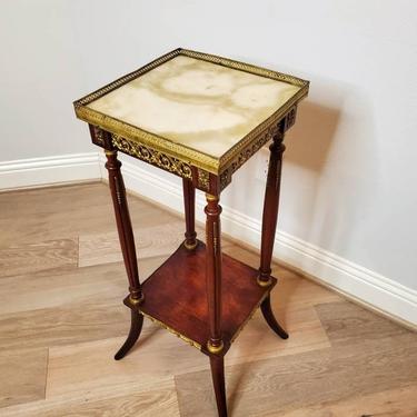 19th Century European Louis XVI Style Gilt Bronze Mounted Mahogany Tiered Pedestal Table or Plant Stand 