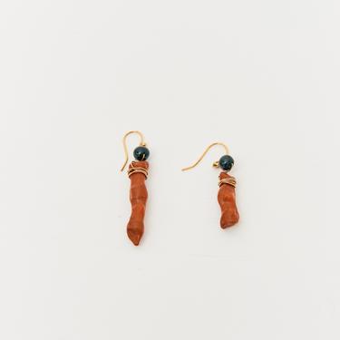 Coral and Onyx Drop Earrings