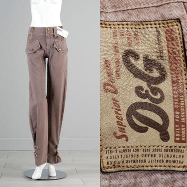 24x38 Dolce Gabbana Pants D&G Denim Pants Designer Pants Taupe Twill Pants Supermodel Length Pants Extra Long Pants XS Tall 