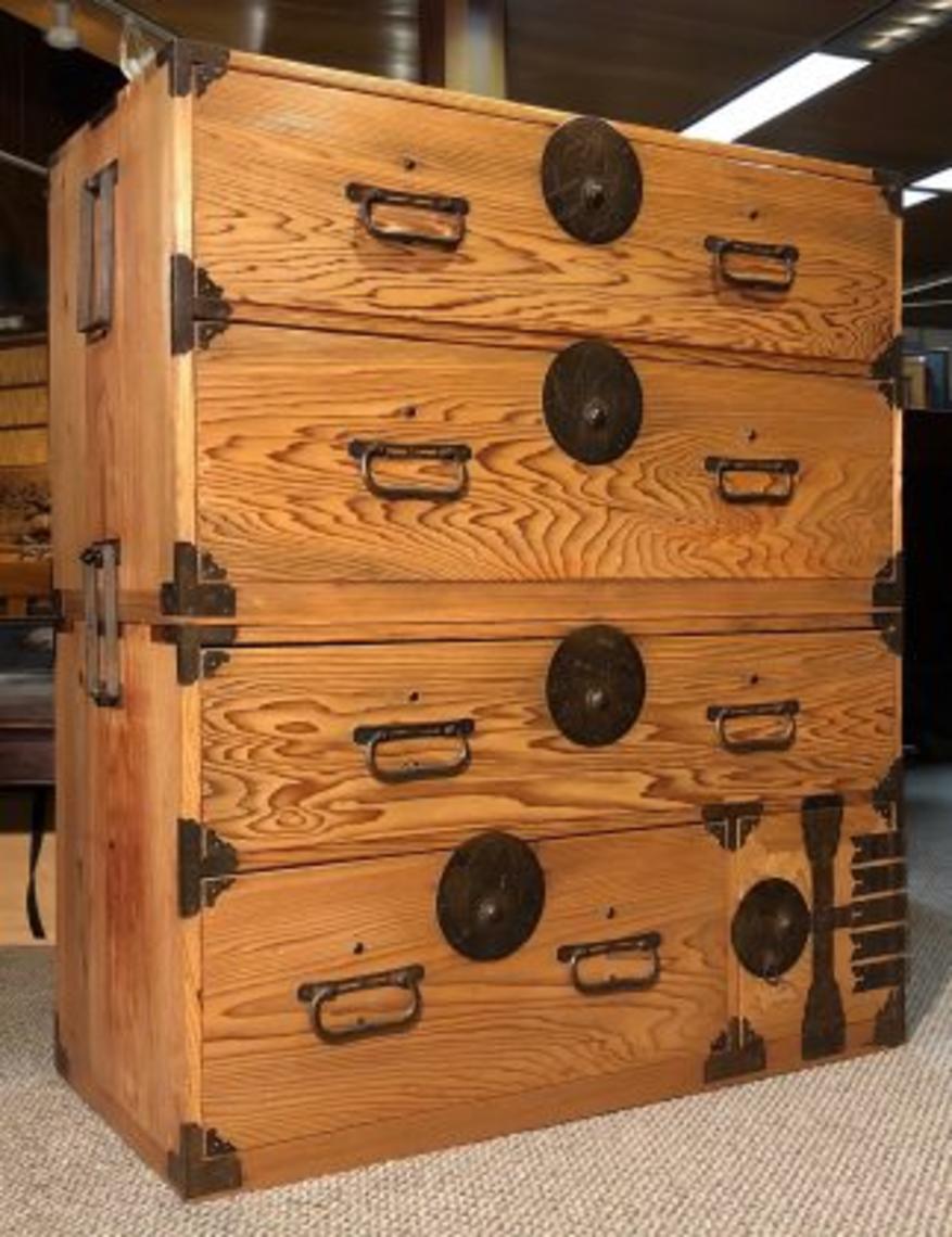 Antique Japanese Kasane Tansu Clothing Chest Kuraya Japanese Antiques