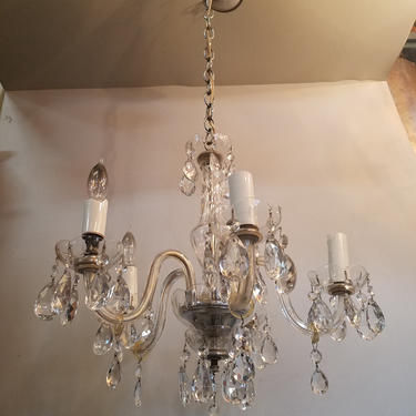 Vintage Chandelier. All Glass 5 Arm. 20 x 22