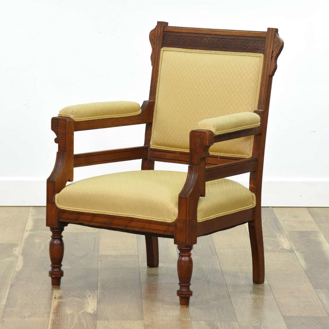 Carved Eastlake Victorian Style Armchair Loveseat (San Diego) San