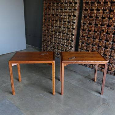 Edward Wormley Side Tables for Dunbar with Natzler Tiles, circa 1955