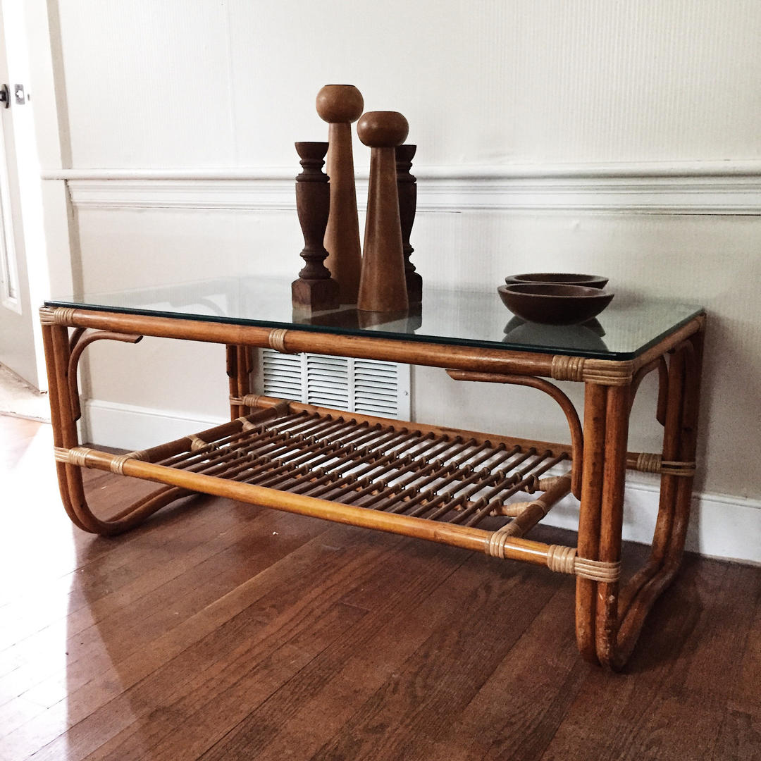 センターテーブル・ローテーブル Old Rattan Coffee Table Amazon.com: JUNZAI Vintage Rattan Coffee Table Outdoor Side