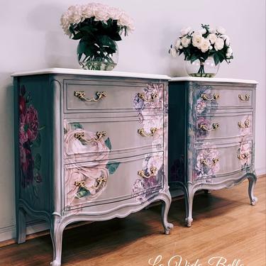 Stunning French Provincial Chests, Nightstands, Side Tables, Hand Painted,, Vintage, Antique. 