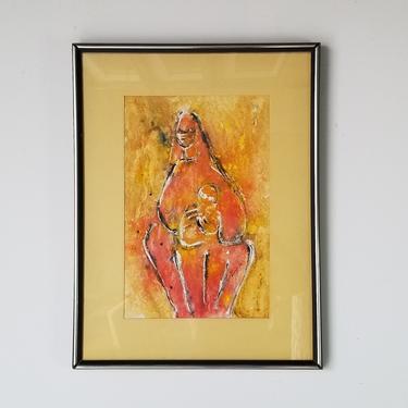 1970's Vintage Expressionist Abstract Painting by Ana Nammack. 