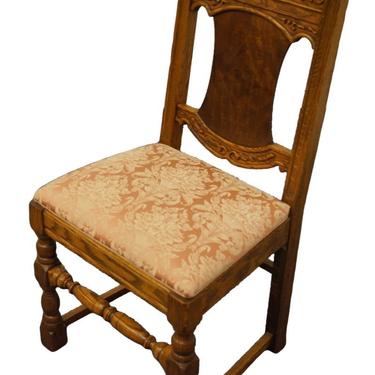 Vintage Antique Walnut English Revival Gothic Jacobean Dining Side Chair 