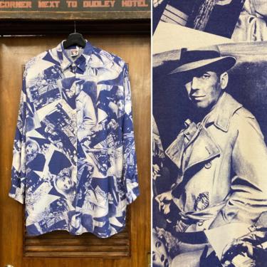 Vintage 1980’s Hollywood Stars Photo Print Movie Rayon New Wave Shirt, 80’s Rayon Shirt, 80’s New Wave, 80’s Shirt, Vintage Clothing 