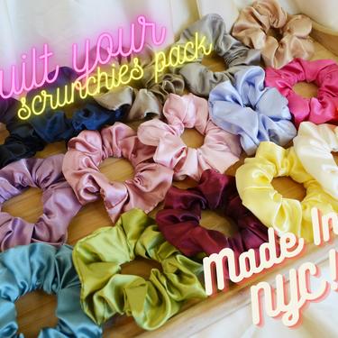 build your own scrunchies pack, Satin Scrunchies, Smooth Hair Scrunchies, Women’s Hair Scrunchies, hair tie Scrunchies, hair scrunchies set 
