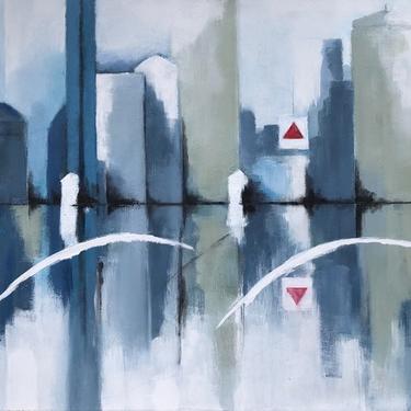 &quot;Boston Skyline&quot;, Mixed Media on Canvas by Shahen Zarookian