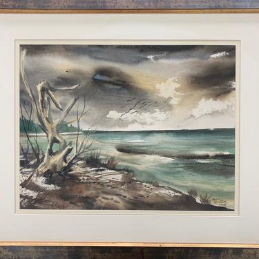 Boyce Kendrick Original Signed & Framed Mid Century Watercolor Seascape 1958 