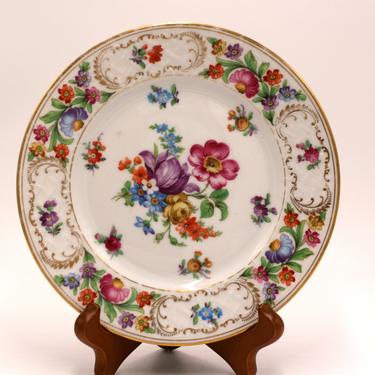 vintage Dresden Schumann Empress 7 5/8&amp;quot; plate/floral pattern/made in Bavaria 