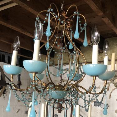 Opaline Chandelier French Antique