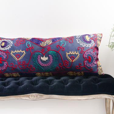 Vintage Large Uzbek Suzani Samarkand Hand Made Hand Embroidered Decorative Pillowcase Cotton &amp; Linen Pillowcases 