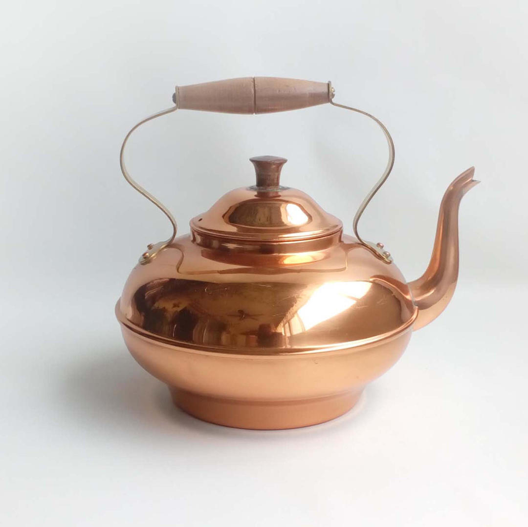 Farmhouse Vintage Solid Copper Sauce Pot with Lid, Copral Portugal