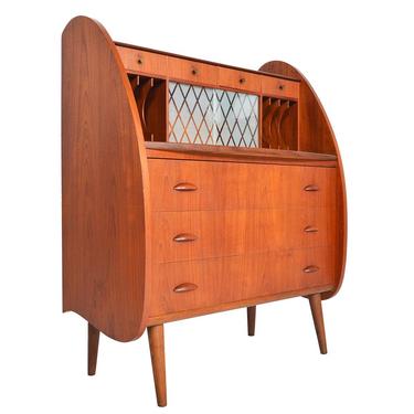 Danish Mid Century Modern Atomic Teak Secretary Desk 