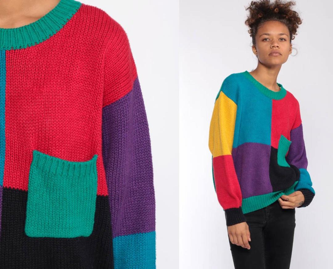 90s color block clearance sweater