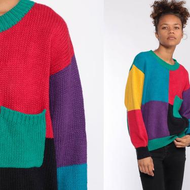 90s color hot sale block sweatshirt