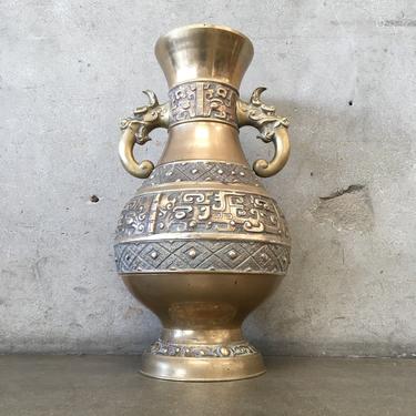 Large Brass Dragon Vase