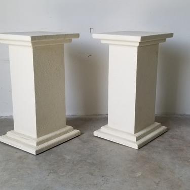 1980's Postmodern Plastered Wood Pedestals - a Pair 