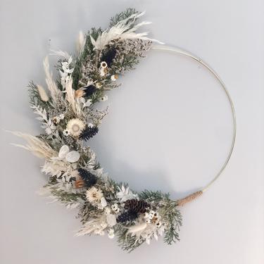 Pampas wreath, Dried flower wreath, White pampas wreath, Contemporary wreath, Neutral holiday wreath 