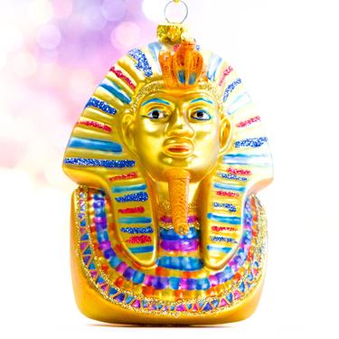 VINTAGE: Glass Egyptian Pharaoh Ornament  - Blown Figural Glass Ornament - Christmas Ornament - SKU 30-403-00033787 