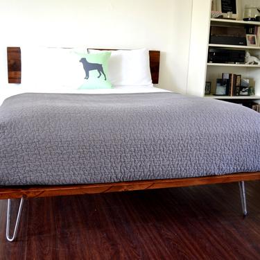 RESERVED FOR ANTHONY G Platform Bed and Headboard on Hairpin Legs | Queen Size Bed | Wood Bed | Mid Century Inspired | Minimal Design | 